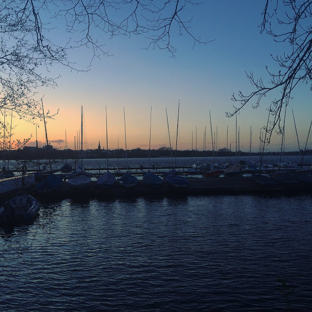 sunset in Hamburg, Germany